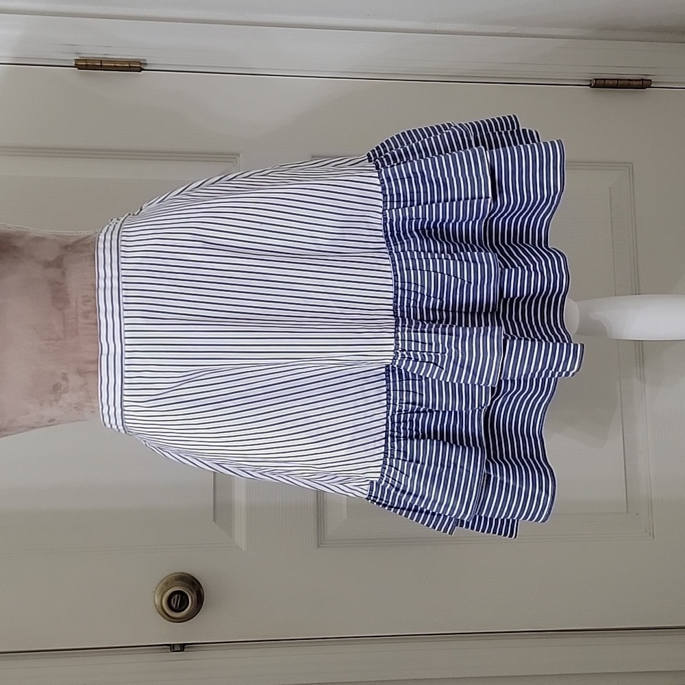 J Crew Size 6T "White Lagoon" Striped, Ruffled Tiered Skirt, Excellent Condition